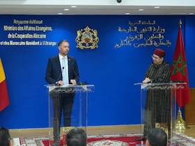 Le ministre des Affaires étrangères Nasser Bourita et son homologue belge Maxime Prévot, le 2 mars 2026 à Rabat.
