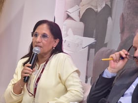Amina Bouayach, présidente du CNDH, au lancement de la bibliothèque interactive au SIEL, à Rabat le 1er mai 2026.