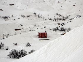 Une maison submergée par la neige à Ouarzazate, le 18 février 2023.