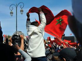 Lors d'une manifestation au Maroc.