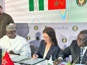 Lors de la signature du mémorandum d’entente sur le mégaprojet de Gazoduc Nigéria-Maroc, jeudi 15 septembre 2022 à Rabat.