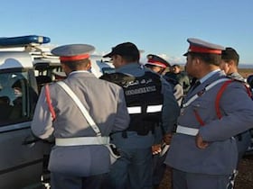 Barrage de contrôle dressé par la Gendrarmerie royale au niveau de Harhoura.