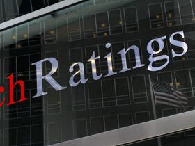 Entrée du siège de l'agence internationale de notation Fitch Ratings, à New York.