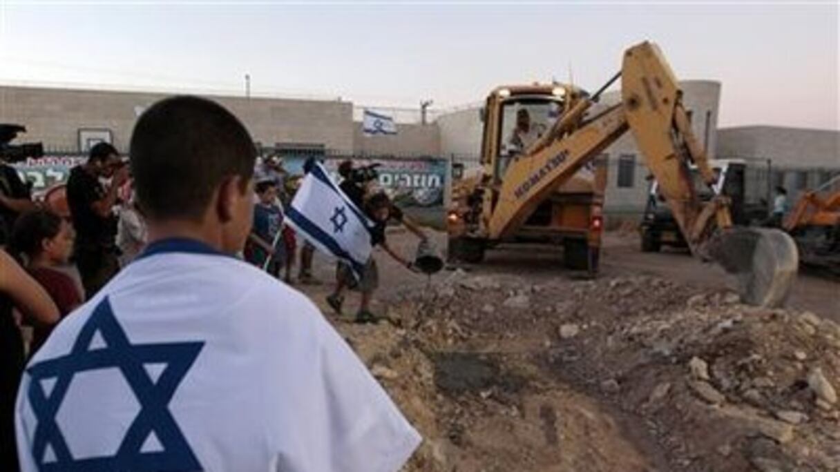 Chantier d'une colonie juive en Cisjordanie.
