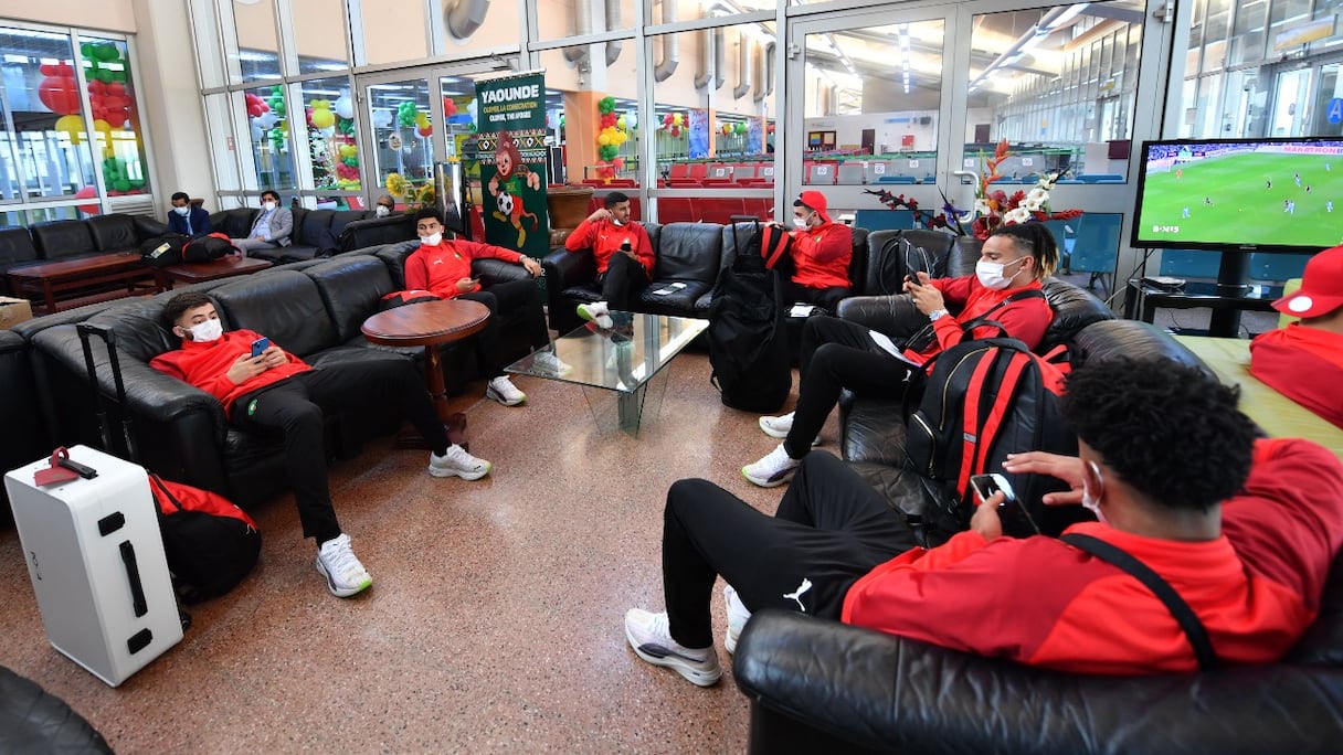 L'arrivée des Lions de l'Atlas à Yaoundé, dimanche 3 janvier 2022.
