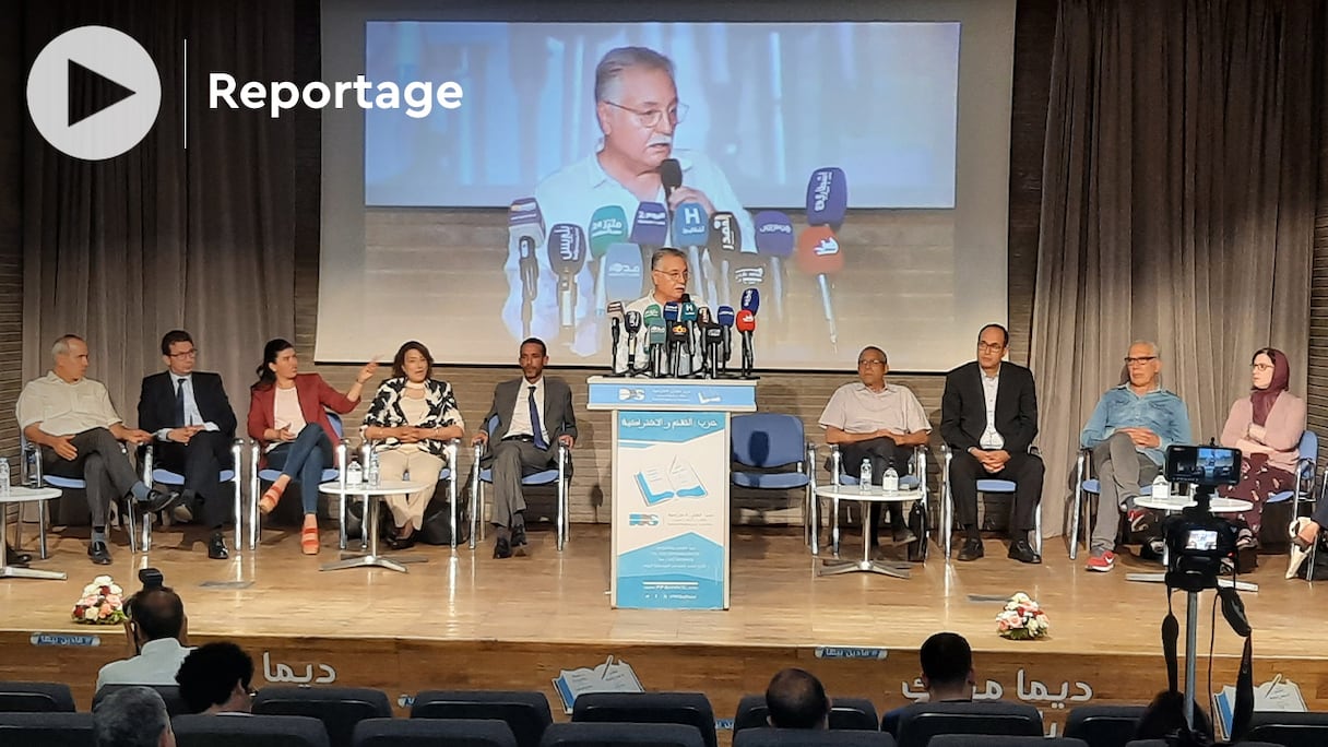 Nabil Benabdallah, chef du PPS (opposition), mardi soir, 21 juin 2022, lors d’une conférence de presse tenue trois jours après la réunion du comité central du parti.
