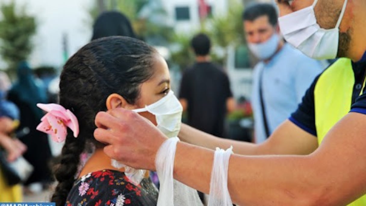 Campagne de sensibilisation et distribution de masques à Benslimane le 29 août 2020.