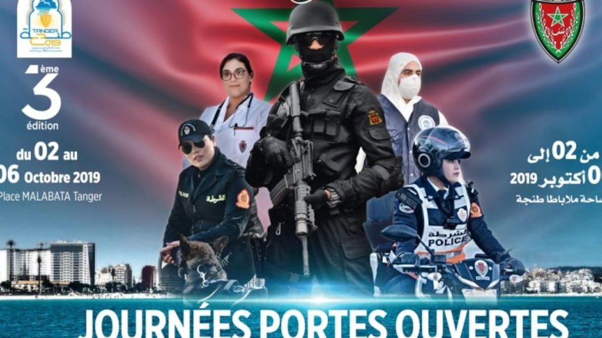 Affiche des JPO de la DGSN à Tanger.
