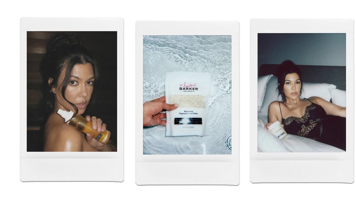 Kourtney Kardashian lance la ligne de soins "Barker Wellness", composée de Ghassoul du Maroc.
