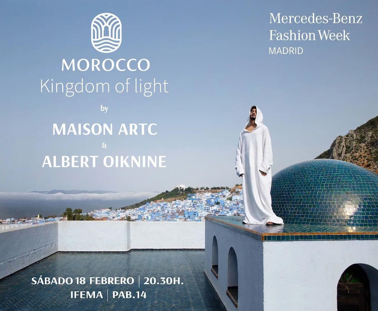 L'affiche de "Morocco, Kingdom of Light", un défilé organisé le 18 février à l'occasion de la Mercedes-Benz Fashion Week de Madrid, mettant à l'honneur deux créateurs marocains, Albert Oiknine et Artsi Ifrach, fondateur de Maison ART/C.