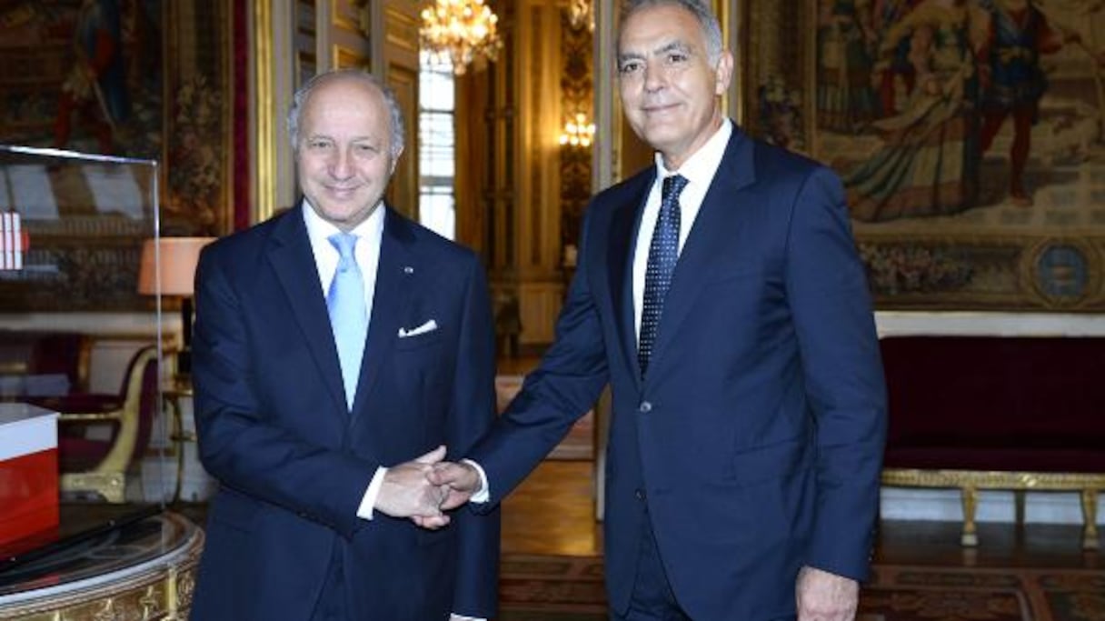 Salaheddine Mezouar avec son homologue français Laurent Fabius.
