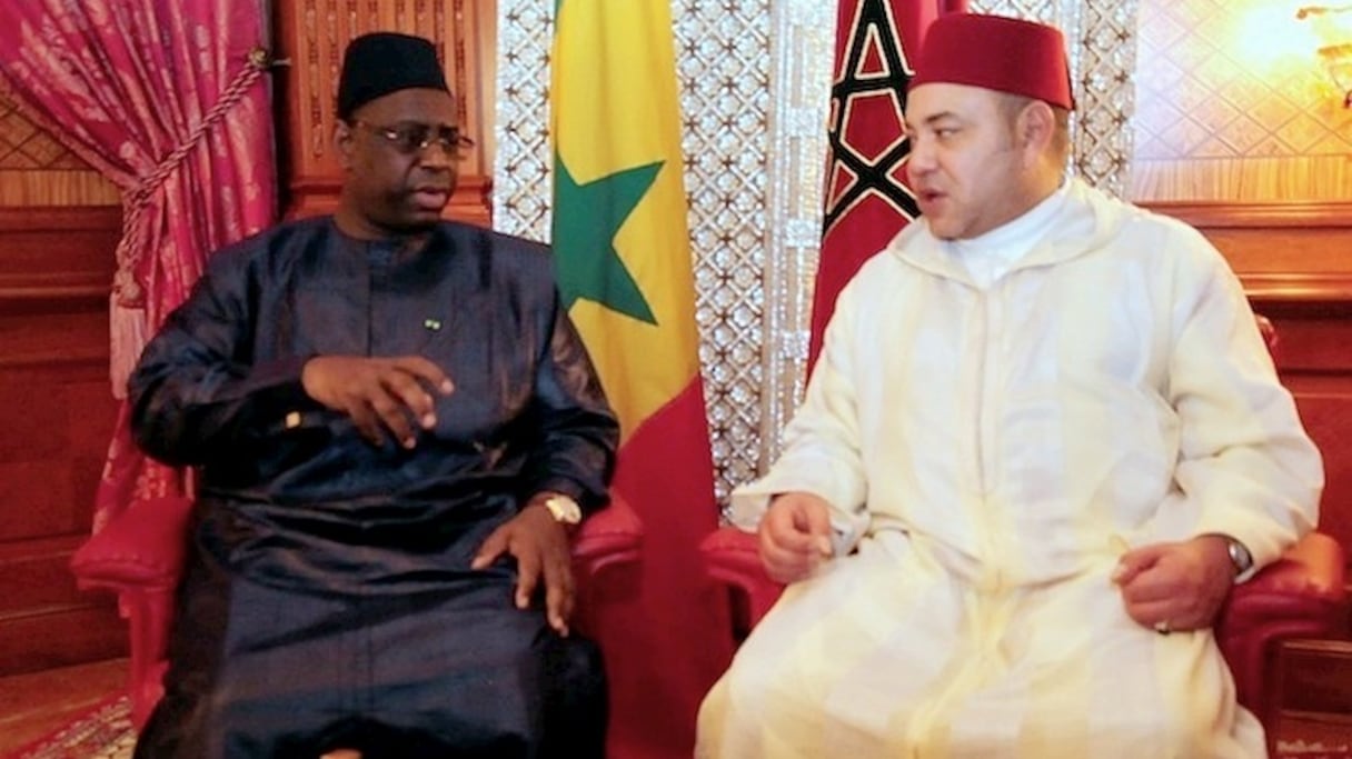 Mohammed VI, roi du Maroc, et Macky Sall, président du Sénégal. 
