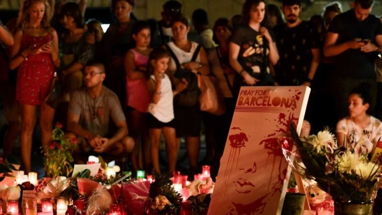 Hommage aux victimes de l'attentat sur les Ramblas à Barcelone, le 18 août 2017.
