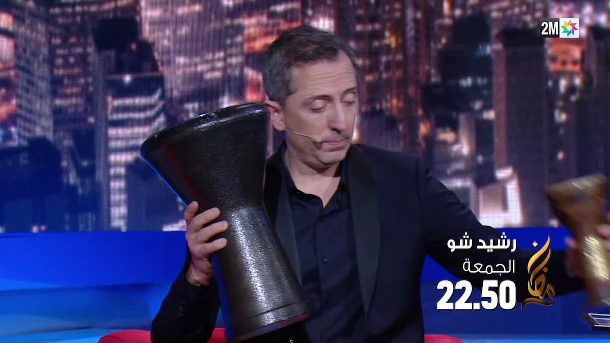 Gad El Maleh, invité du Rachid Show, sur 2M.
