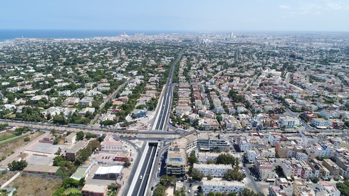 Photo aérienne de l'entrée Ouest de Casablanca.
