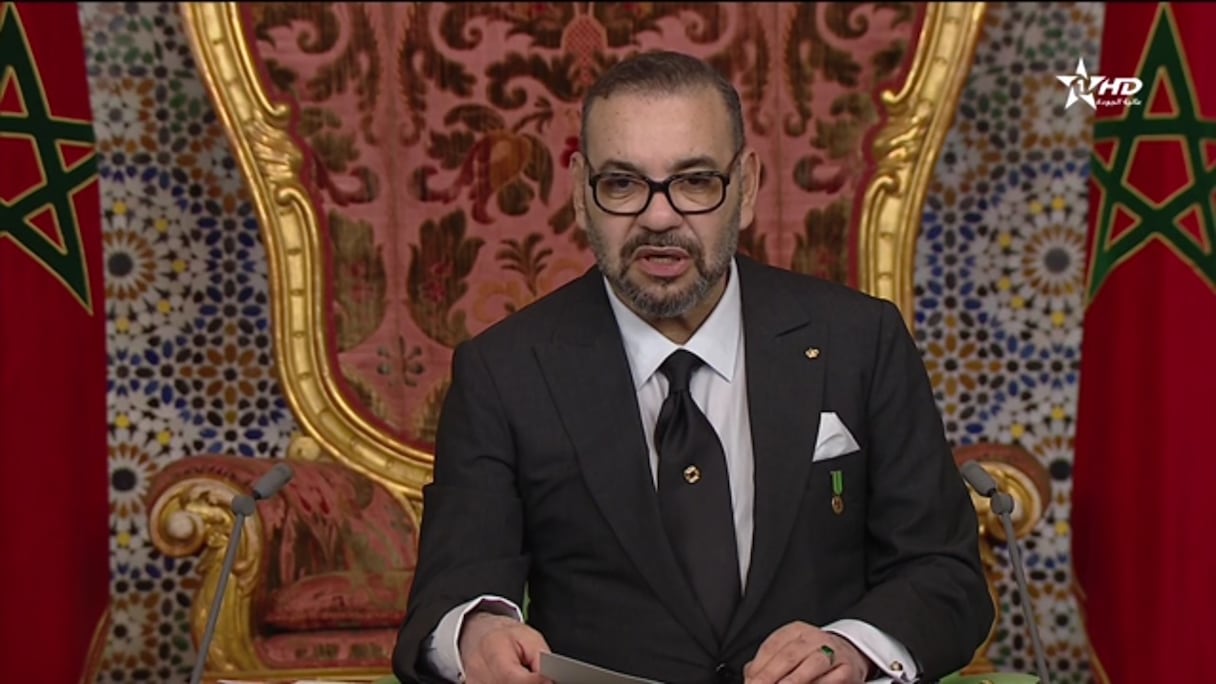 Le roi Mohammed VI lors du discours royal le 6 novembre 2021, à l'occasion du 46e anniversaire de la Marche verte.
