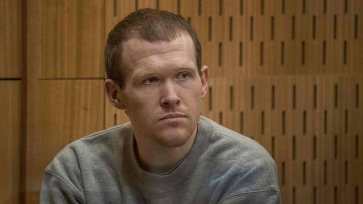 L'Australien Brenton Tarrant, à son procès au tribunal de Christchurch, en Nouvelle-Zélande, le 24 août 2020. 
