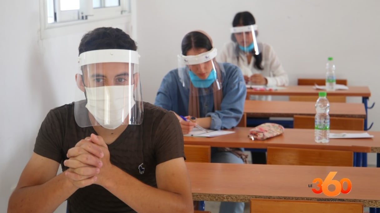 Une salle d'examen du baccalauréat, le 3 juillet 2020, à Tanger.
