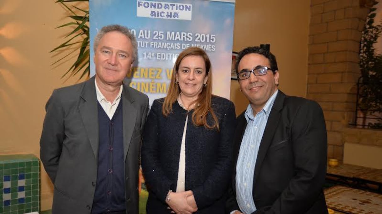 M. Mohamed BEYOUD, Directeur Artistique du FICAM, Mme Widad CHRAIBI, Directrice FICAM- Fondation Aïcha et M. Alain MILLOT, Directeur de l'Institut Français de Meknès
