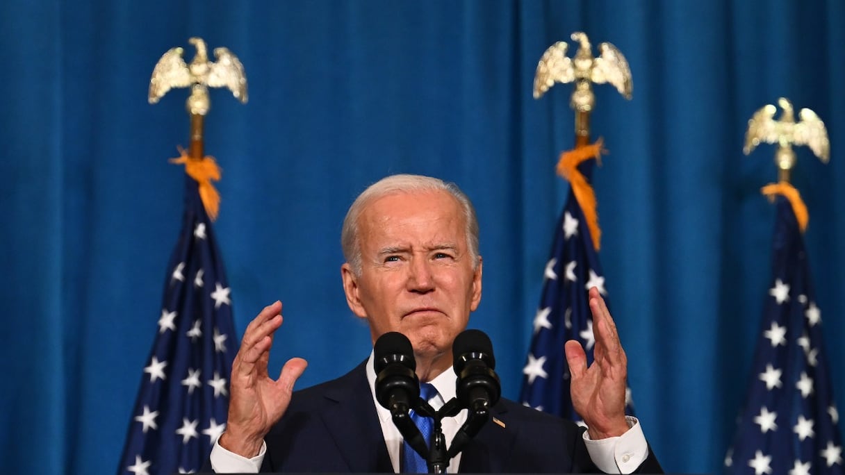 Le président américain Joe Biden prend la parole au cours d'un évènement du Comité national démocrate, au Columbus Club à Union Station, à Washington, le 2 novembre 2022.
