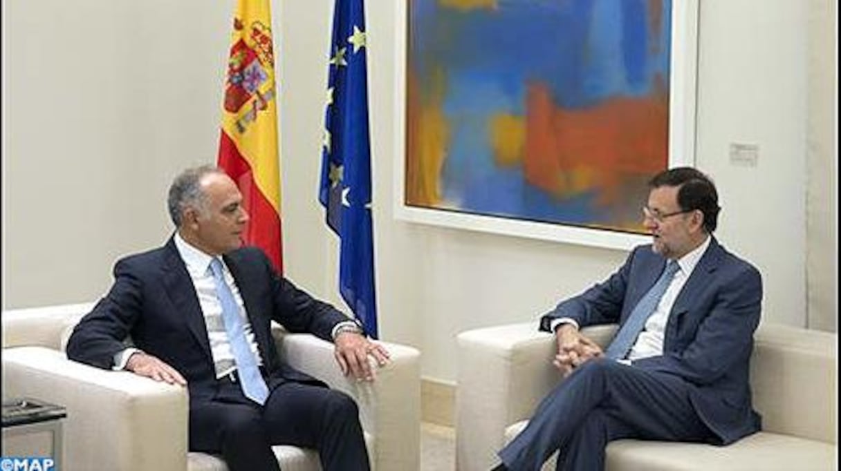 Le ministre des Affaires étrangères et de la Coopération, Salaheddine Mezouar et le chef du gouvernement espagnol, Mariano Rajoy.
