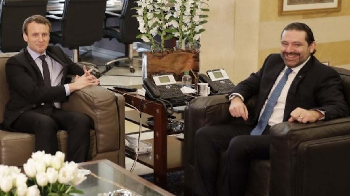 Emmanuel Macron et Saâd Hariri au Palais du gouvernement à Beyrouth le 24 janvier 2017.
