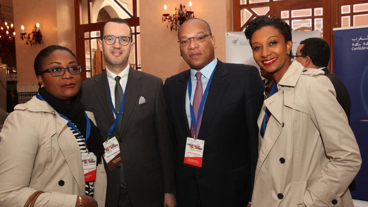 Sophie Duncan, Gérante de la Sobrica (Ameublement)  Saâd Sefrioui, DG d'Addoha et président du Conseil d'affaires maroco-ivoirien, Dr Boris Paul Emile Nehi de France Ivoire (Médical) et Isabelle Moreno, Manager de Moreno's
