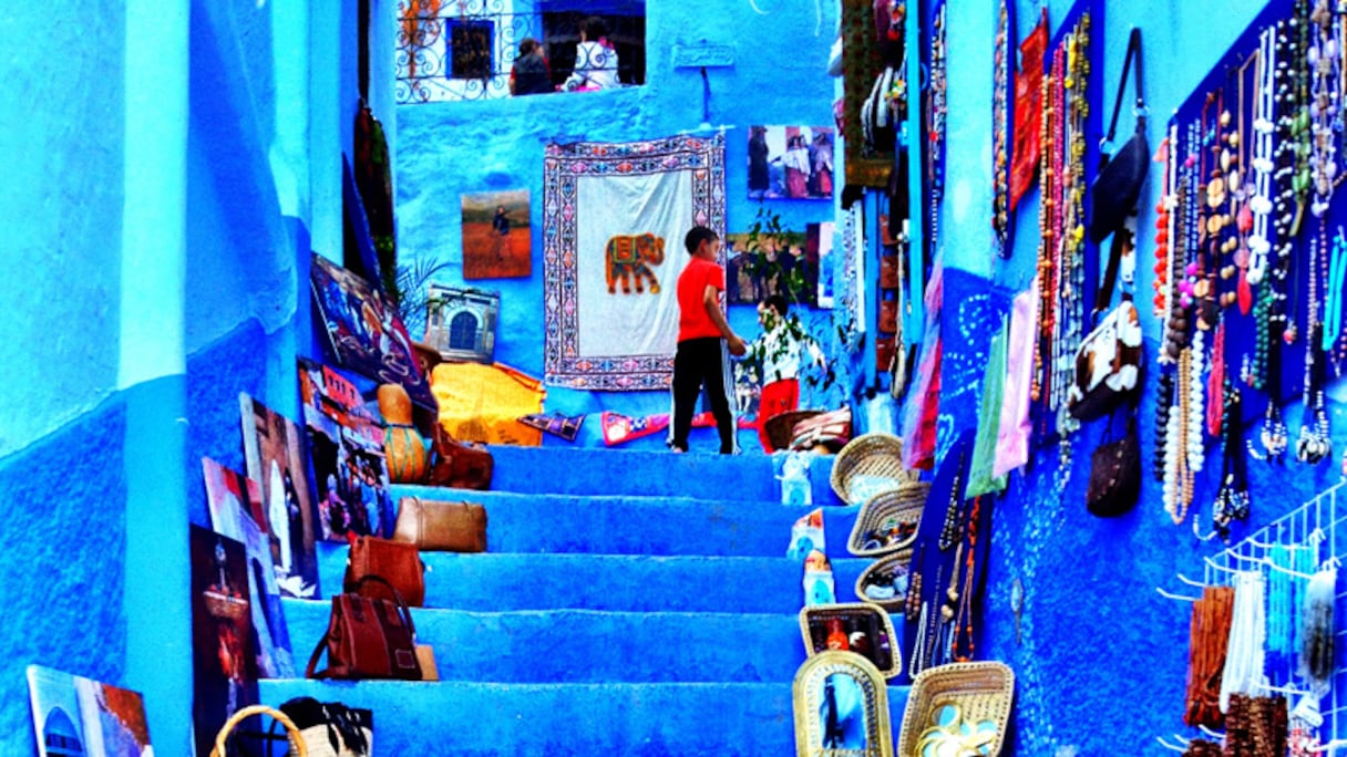 L'une des ruelles de Chefchaouen. 
