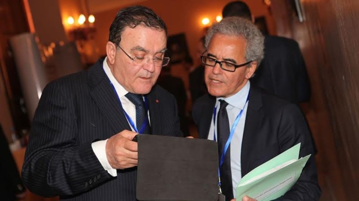 Mourad Cherif et Jaouad Hamri lors du 3e Forum des entrepreneurs du Maghreb à Marrakech.
