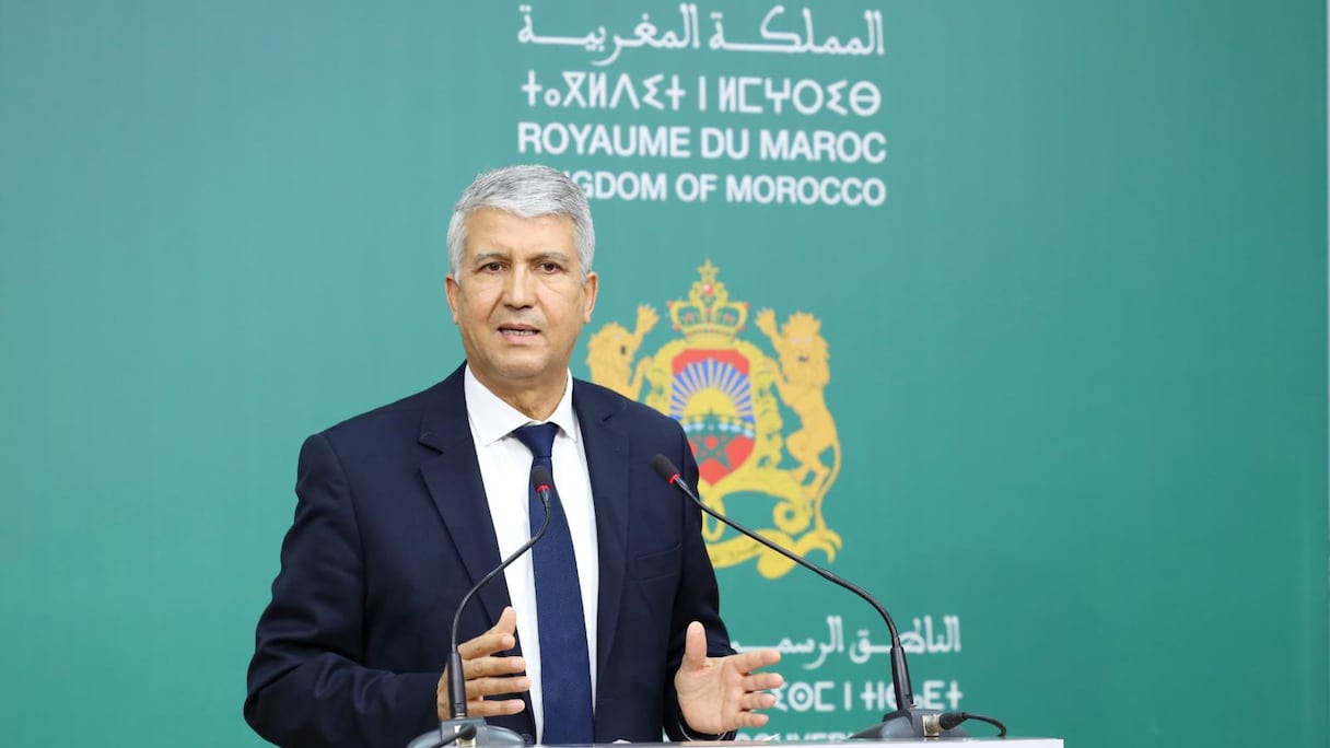 Mohammed Sadiki, ministre de l'Agriculture, de la Pêche maritime, du Développement rural et des Eaux et forêts, lors du point de presse tenu à l'issue de la réunion hebdomadaire du conseil de gouvernement, le 23 juin 2022 à Rabat.
