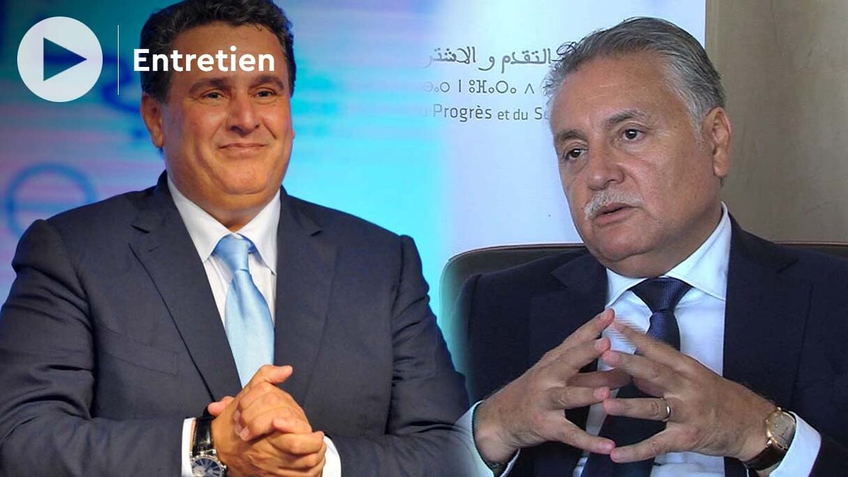 Aziz Akhannouch, président du RNI, et Nabil Benabdallah, secrétaire général du PPS. 
