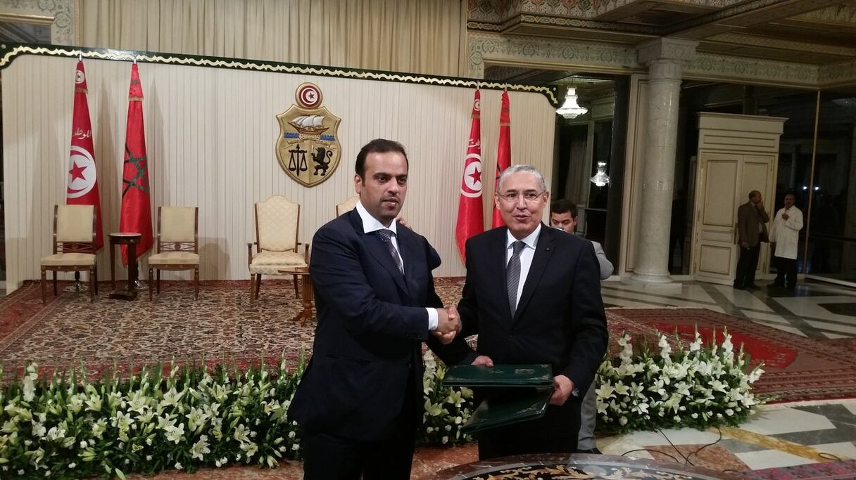 Mohamed El Kettani, PDG d'Attijariwafa bank, et Abdulla Mubarak Al-Khalifa, DG, de QNB Group.
