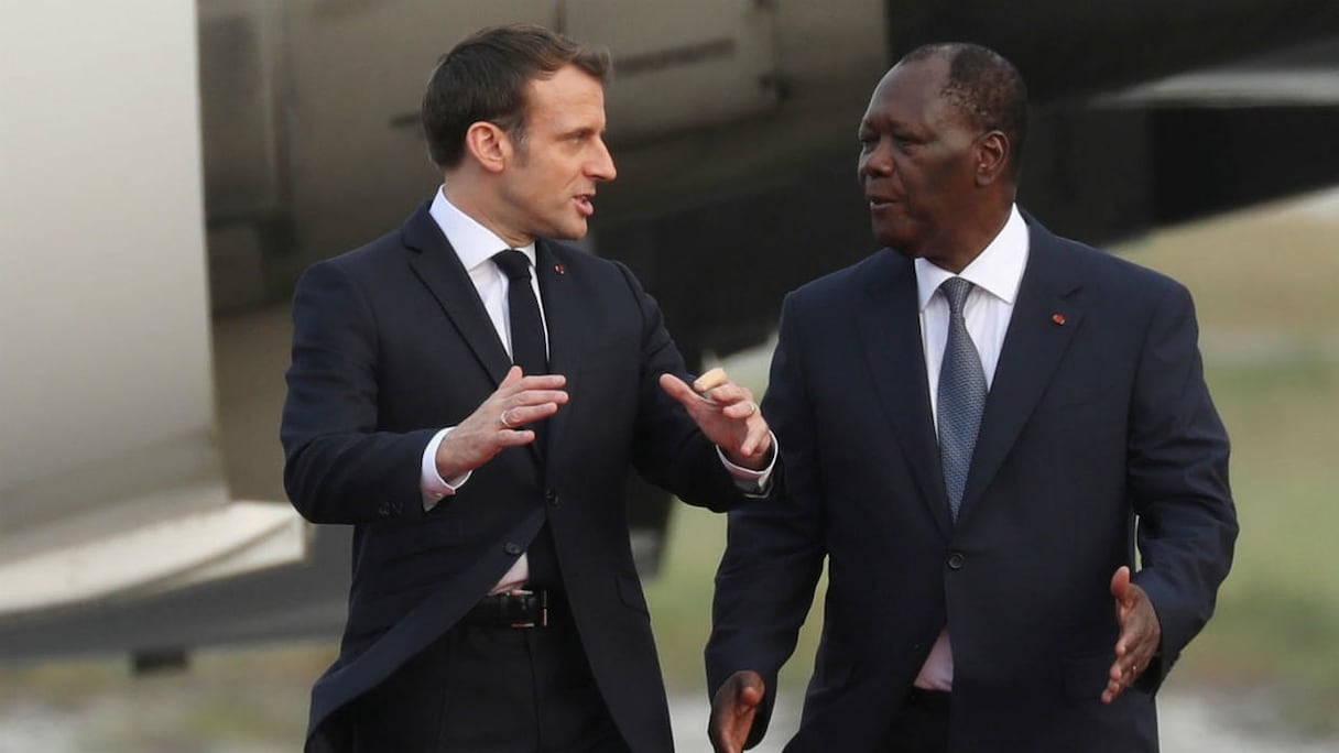 Le président français Emmanuel Macron et son homologue ivoirien Alassane Ouattara.
