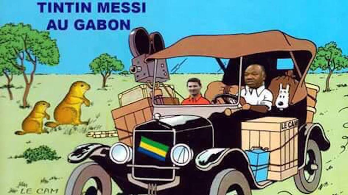 Une caricature moquant la viste de Messi au Gabon.
