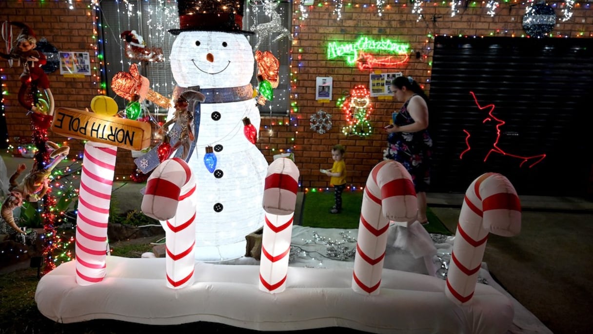 Une maison décorée pour Noël, en Australie.
