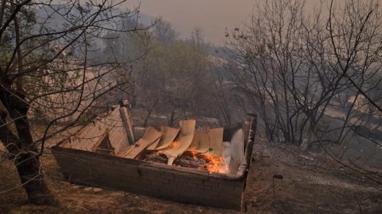 Les feux de forêts engloutissent un bâtiment en kabylie.
