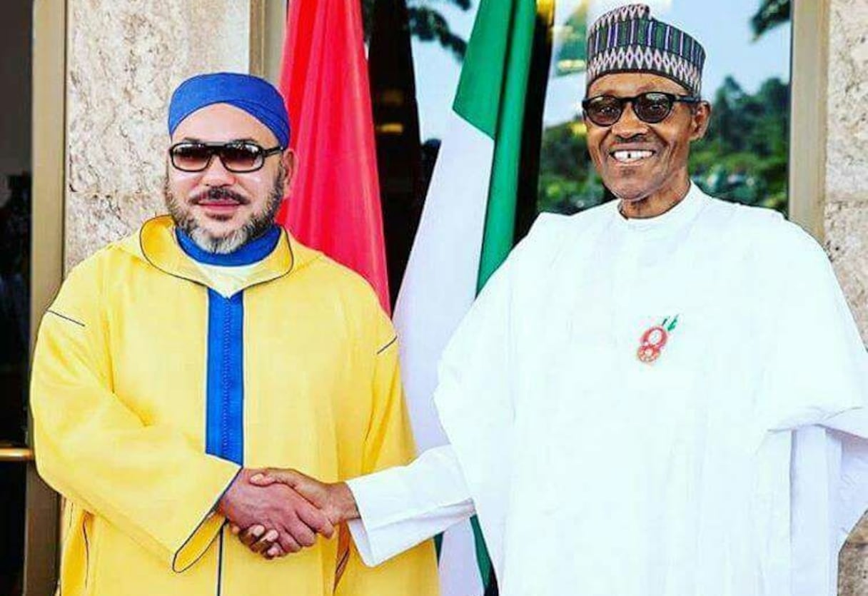 Le roi Mohammed VI et le président nigérian Muhammadu Buhari.
