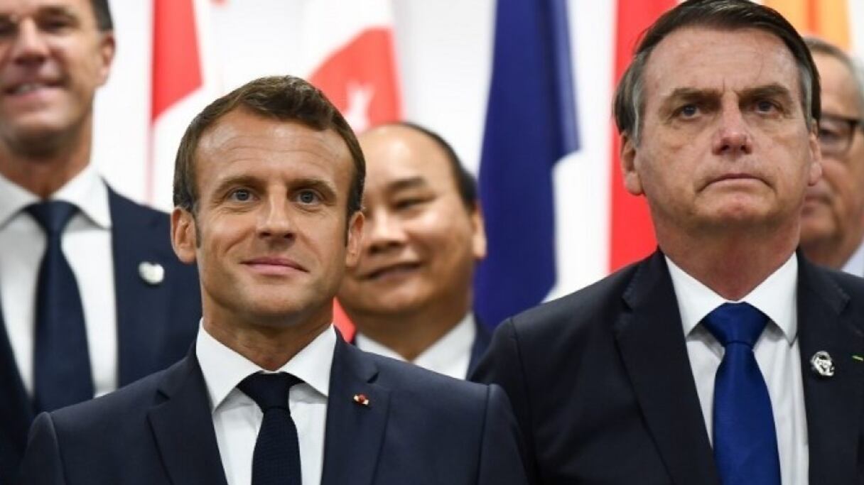 Emmanuel Macron et Jair Bolsonaro. 
