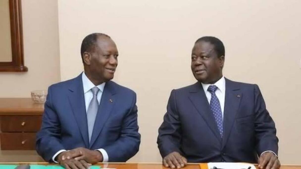 Alassane Ouattara, président de la Côte d'Ivoire (RDR) et Henri Konan Bédié (PDCI).

