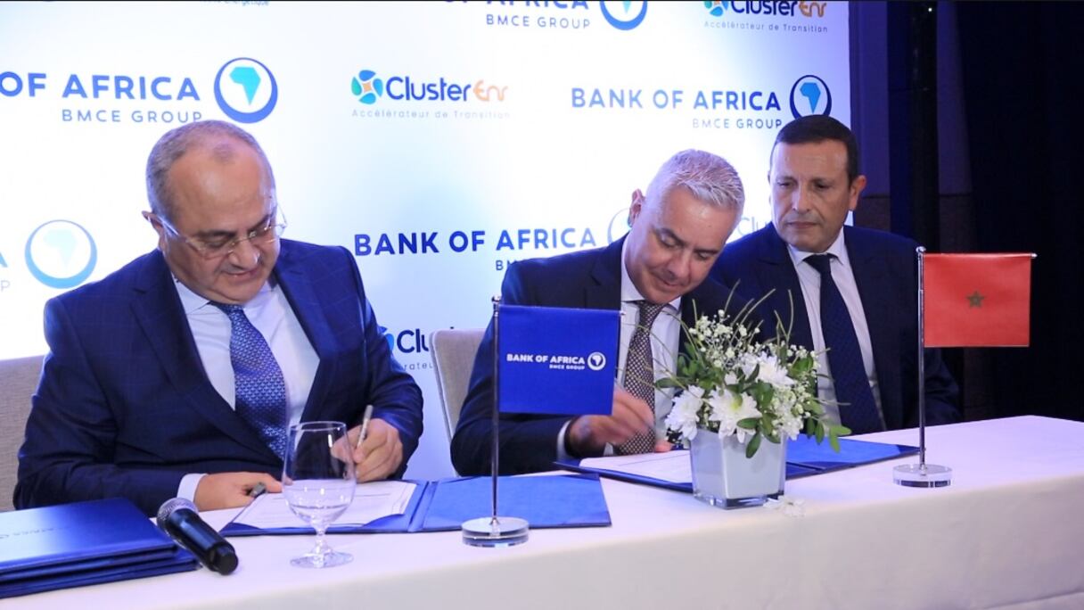 Bank of Africa a signé deux nouvelles conventions avec l'AMEE et le Cluster EnR, lundi 31 octobre 2022, à Casablanca. 
