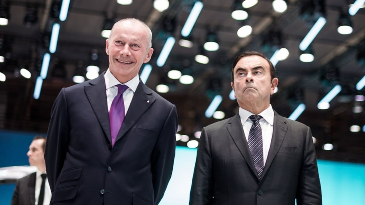 A gauche, Thierry Bolloré en compagnie de Carlos Ghosn.
