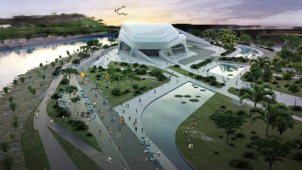 Projet du Grand Théâtre de Rabat sur le Bouregreg.
