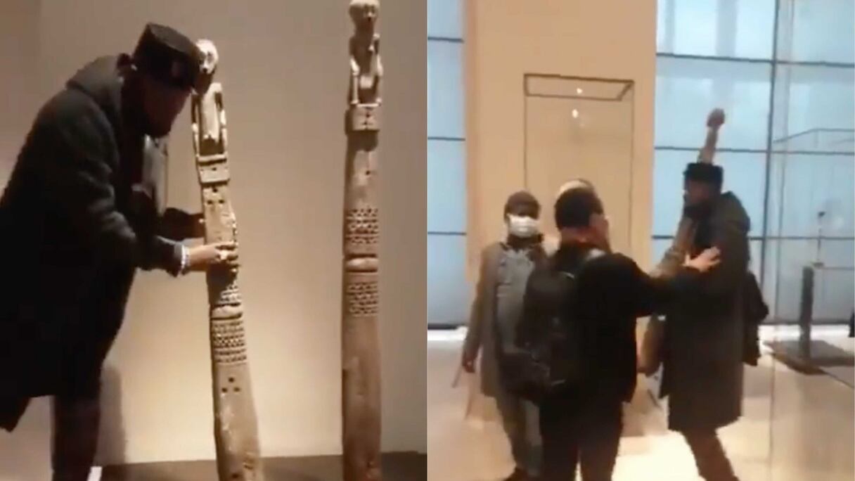 Tentative de vol au musée du Louvre au nom du pillage culturel de l'Afrique.