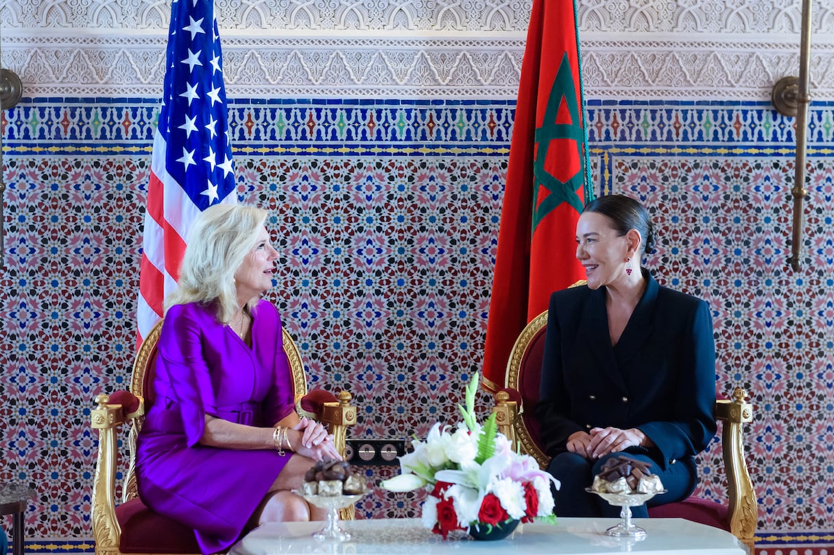 La Première Dame des États-Unis d’Amérique, Jill Biden et la princesse Lalla Hasnaa, samedi 3 juin 2023 à Marrakech.