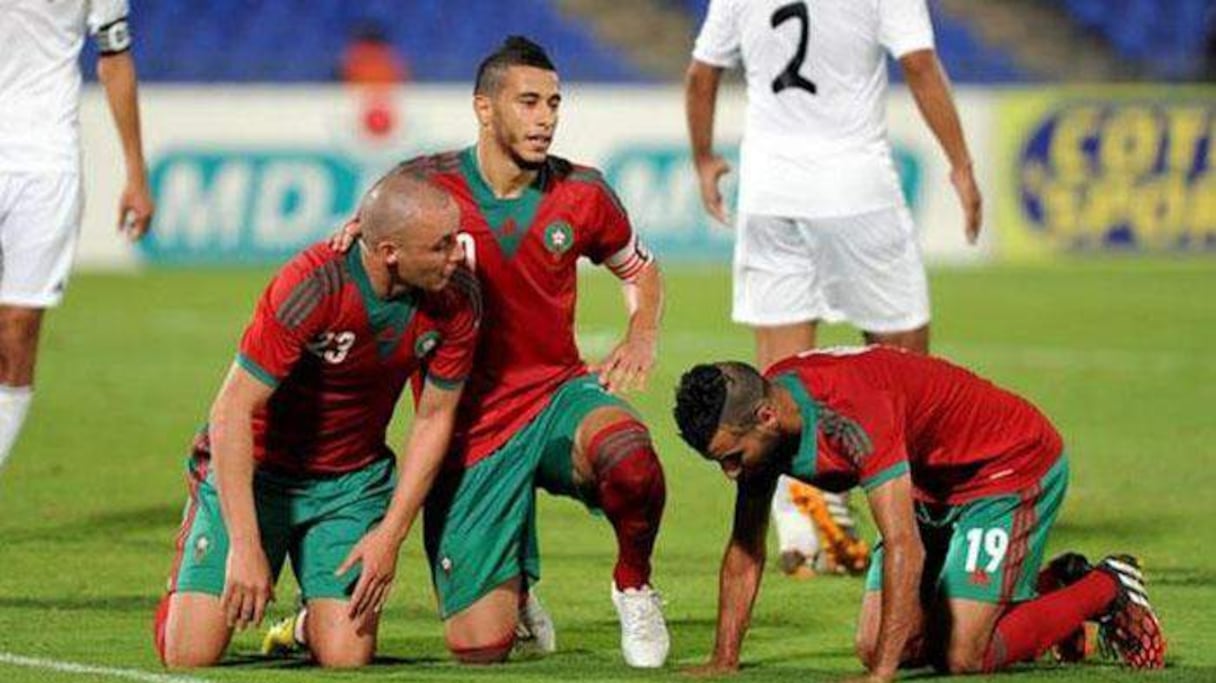 Mounir Obbadi (à droite), sous le maillot des Lions de l'Atlas. 
