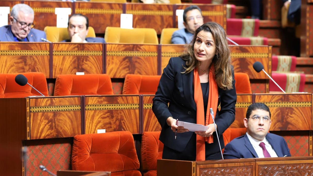 La ministre de la Transition énergétique et du Développement durable, Leila Benali, répond à une question orale à la Chambre des représentants, le 9 décembre 2021.
