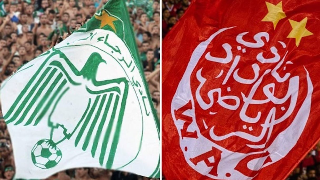 Les drapeaux du Raja et du Wydad.
