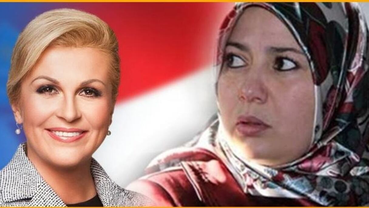 Photo-montage. La présidente croate Kolinda Grabar-Kitarovic et la députée algérienne Naima Salhi.
