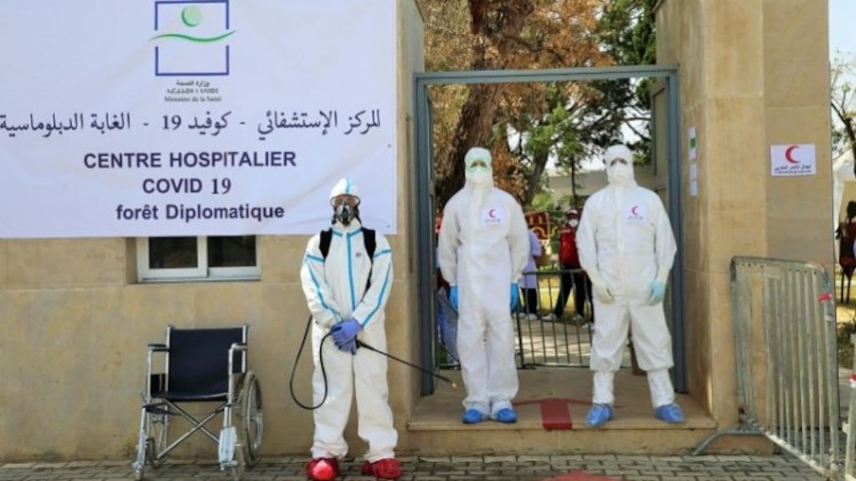 A l'entrée du Centre hospitalier Covid-19 de la Forêt diplomatique, à Tanger.
