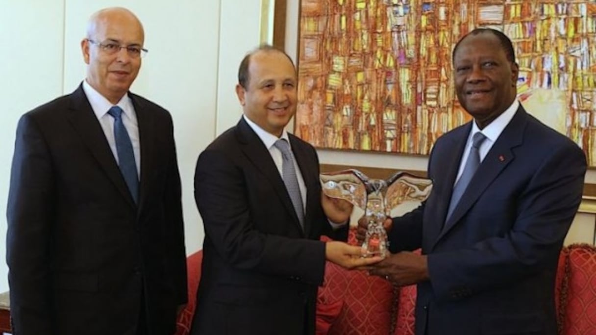 Abdeslam Ahizoune, Président du Directoire de Maroc Telecom reçu par Alassane Ouatara, Président de la Côte d'Ivoire. 
